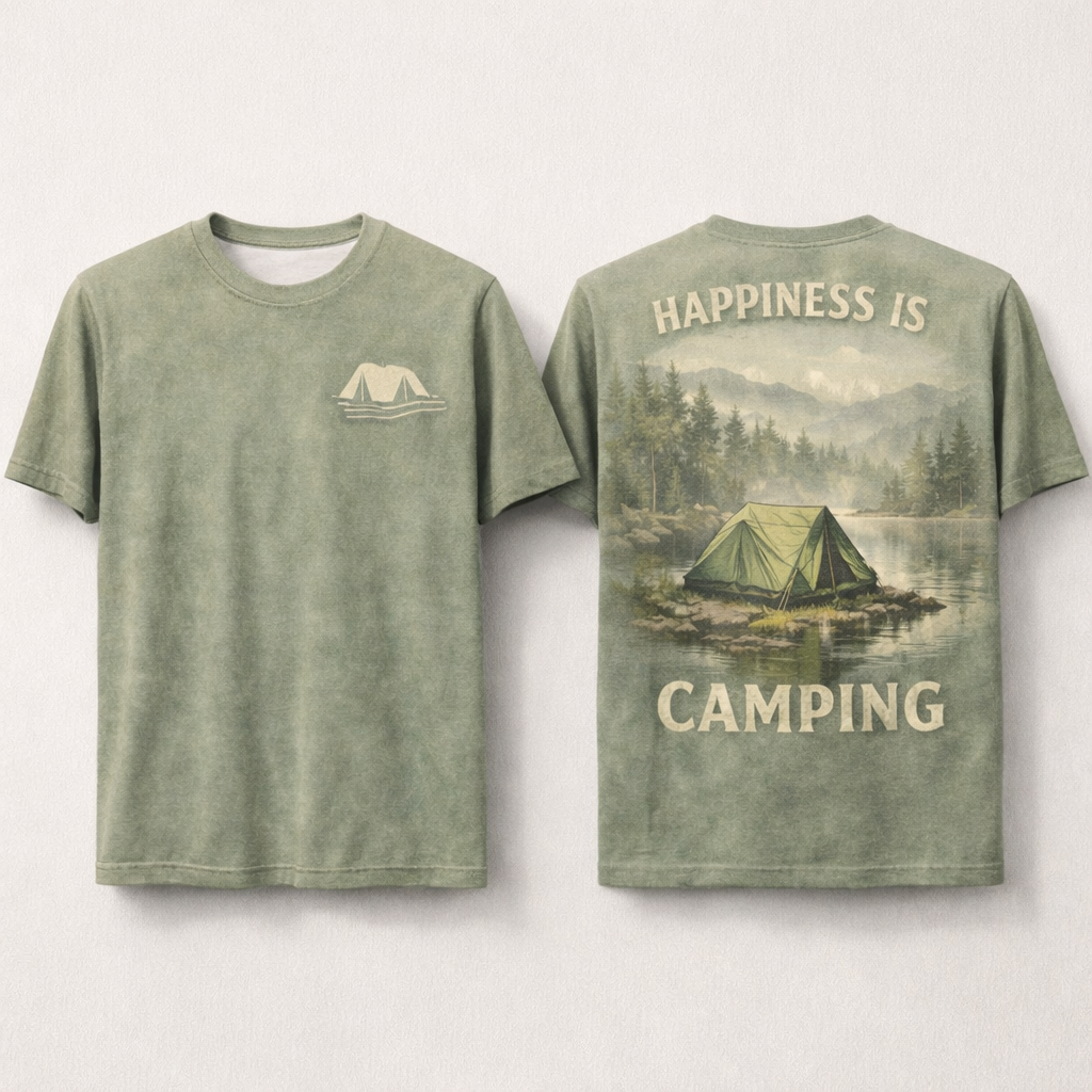 Happiness Is Camping – Lakeside Camping T-Shirt