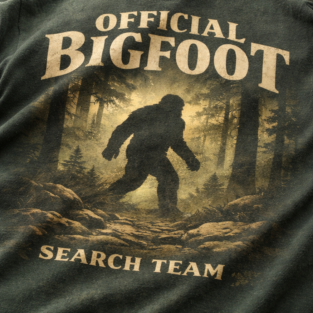 Official Bigfoot Search Team – Funny Hiking & Camping T-Shirt