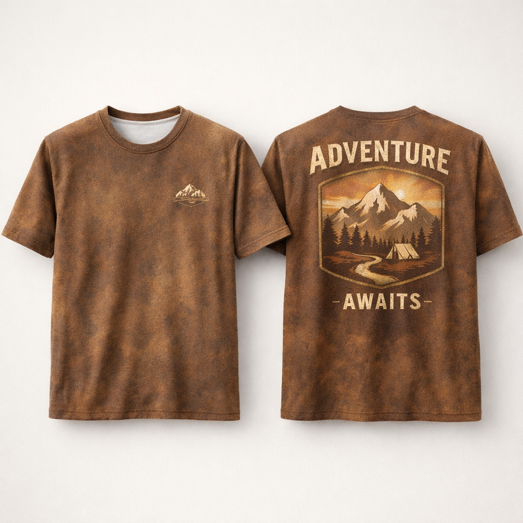 Adventure Awaits – Mountain Camping T-Shirt