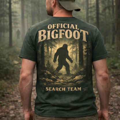 Official Bigfoot Search Team – Funny Hiking & Camping T-Shirt