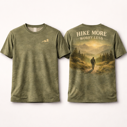 Hike More, Worry Less – Nature Hiking T-Shirt