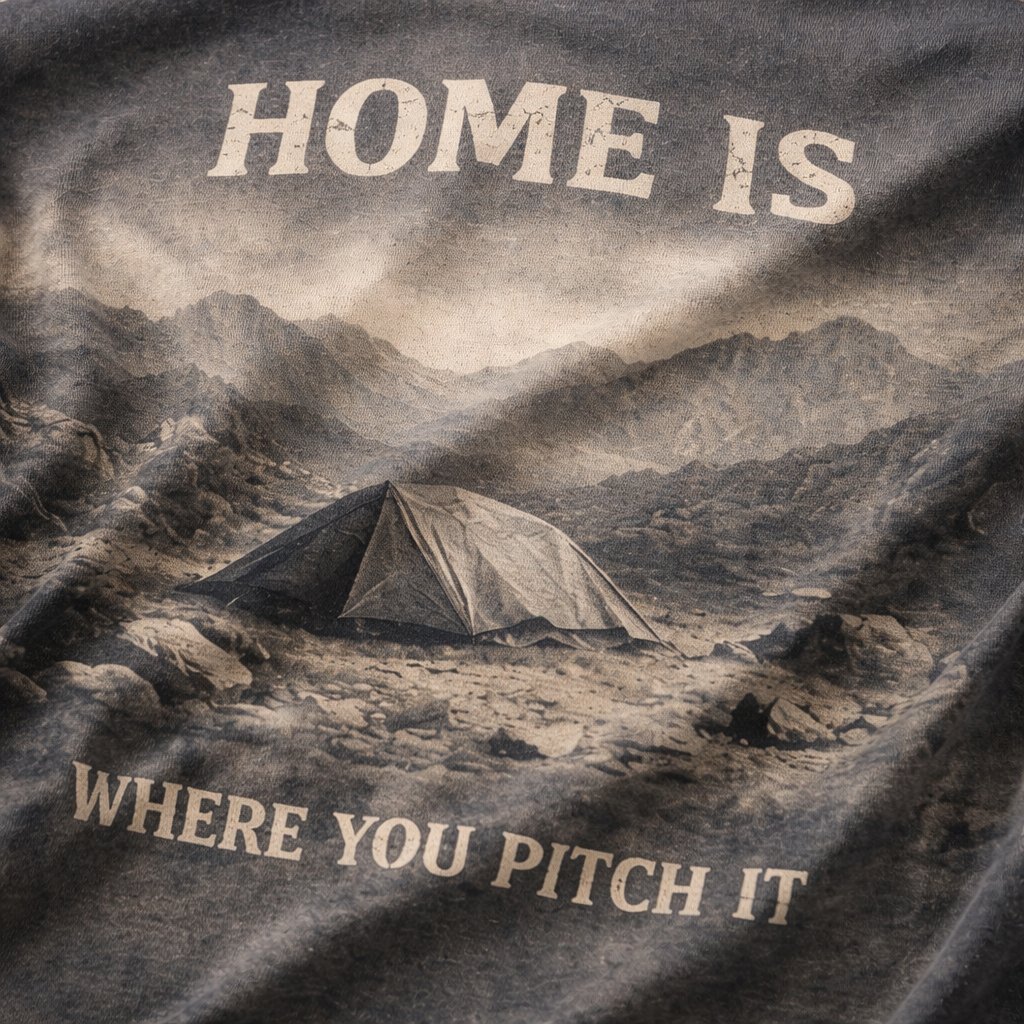 Home Is Where You Pitch It – Camping Adventure T-Shirt