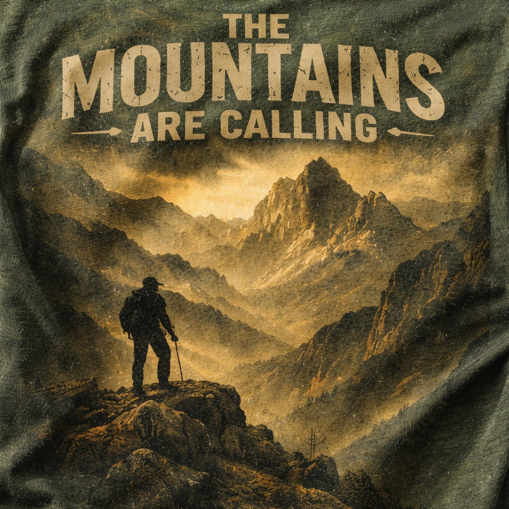 The Mountains Are Calling – Vintage Hiking Adventure T-Shirt