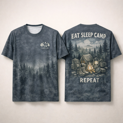 Eat Sleep Camp Repeat – Camping Lifestyle T-Shirt