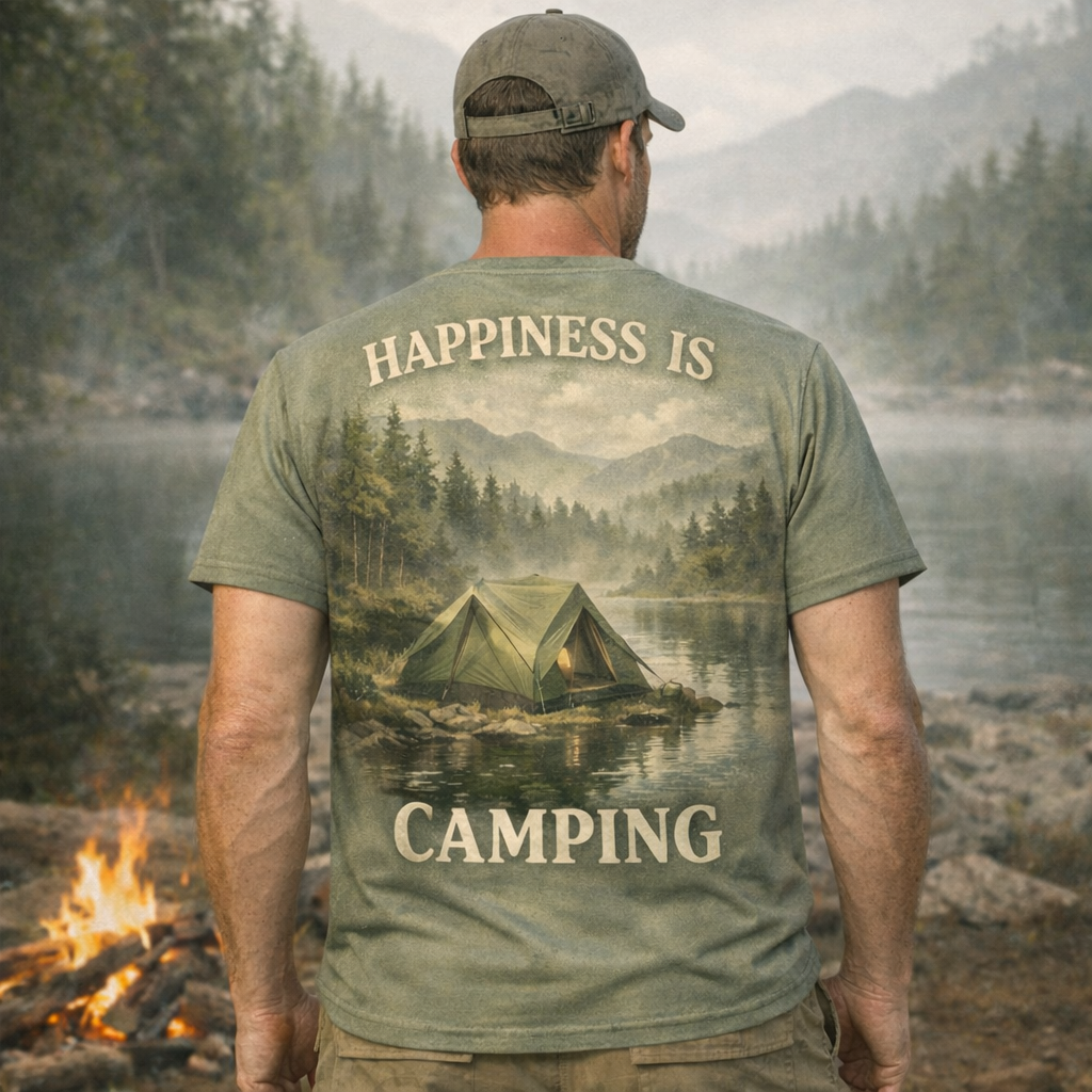 Happiness Is Camping – Lakeside Camping T-Shirt
