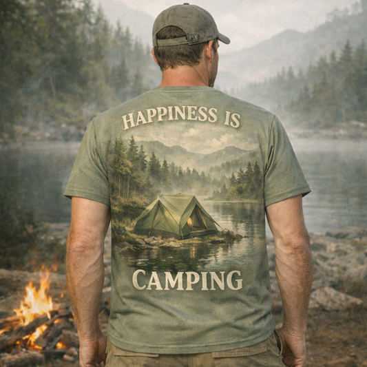 Happiness Is Camping – Lakeside Camping T-Shirt