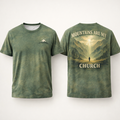 Mountains Are My Church – Faith & Nature Hiking T-Shirt