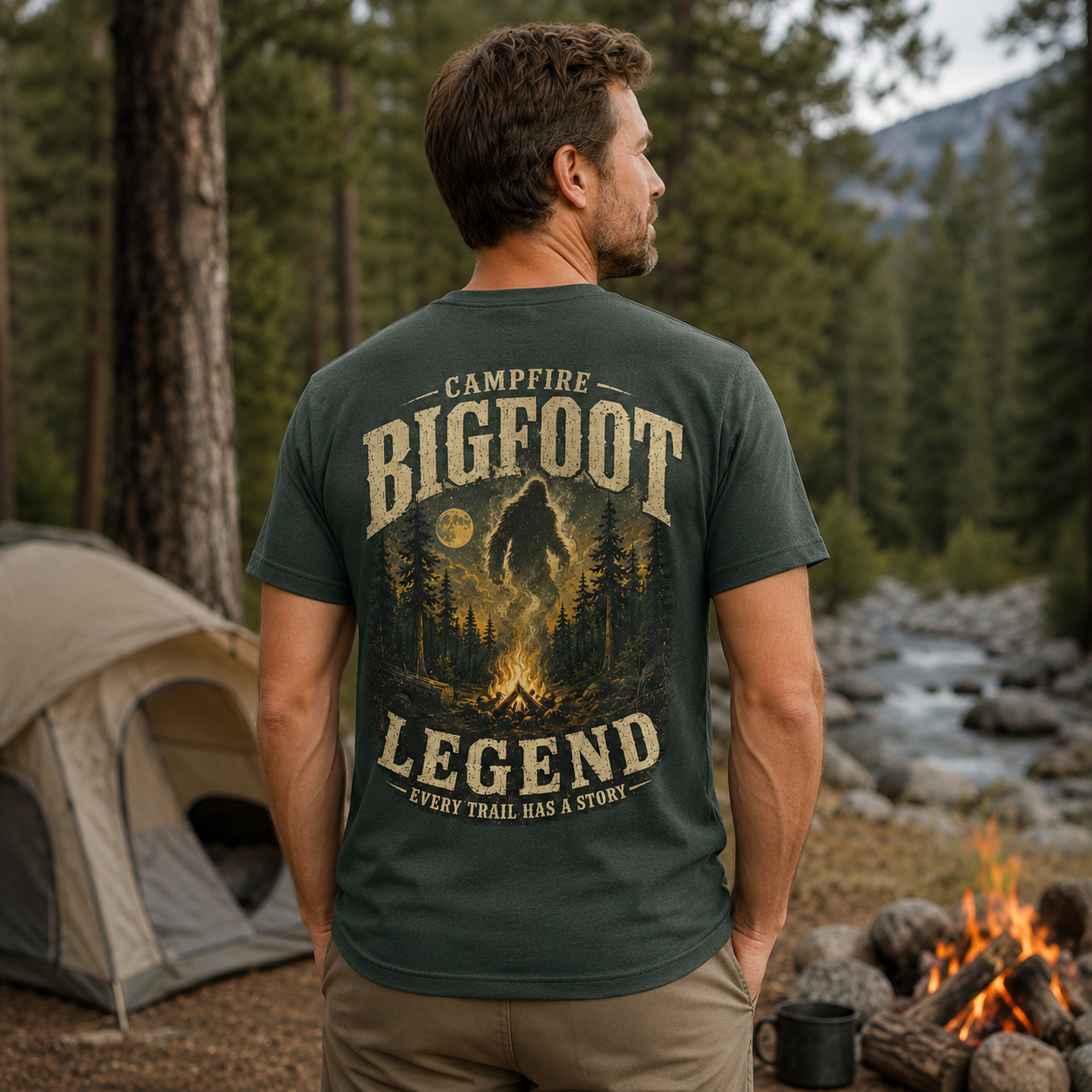 Campfire Bigfoot Legend Every Trail Has A Story T-Shirt