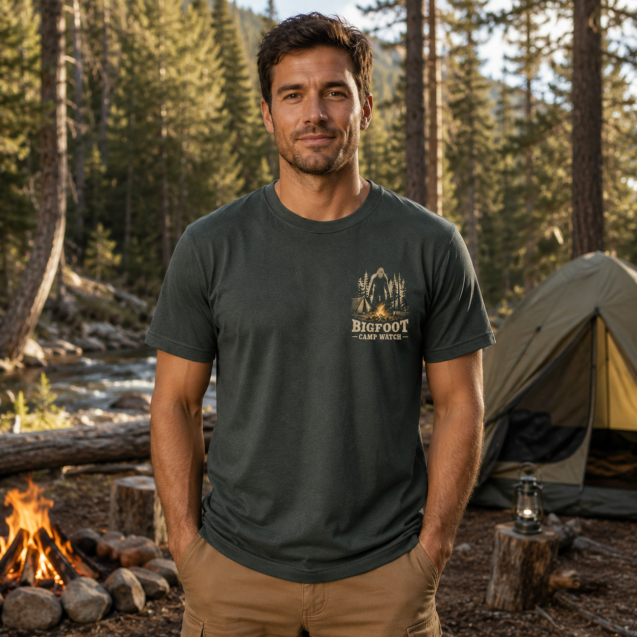 Campfire Bigfoot Watch - Stay Close To The Light - T-Shirt