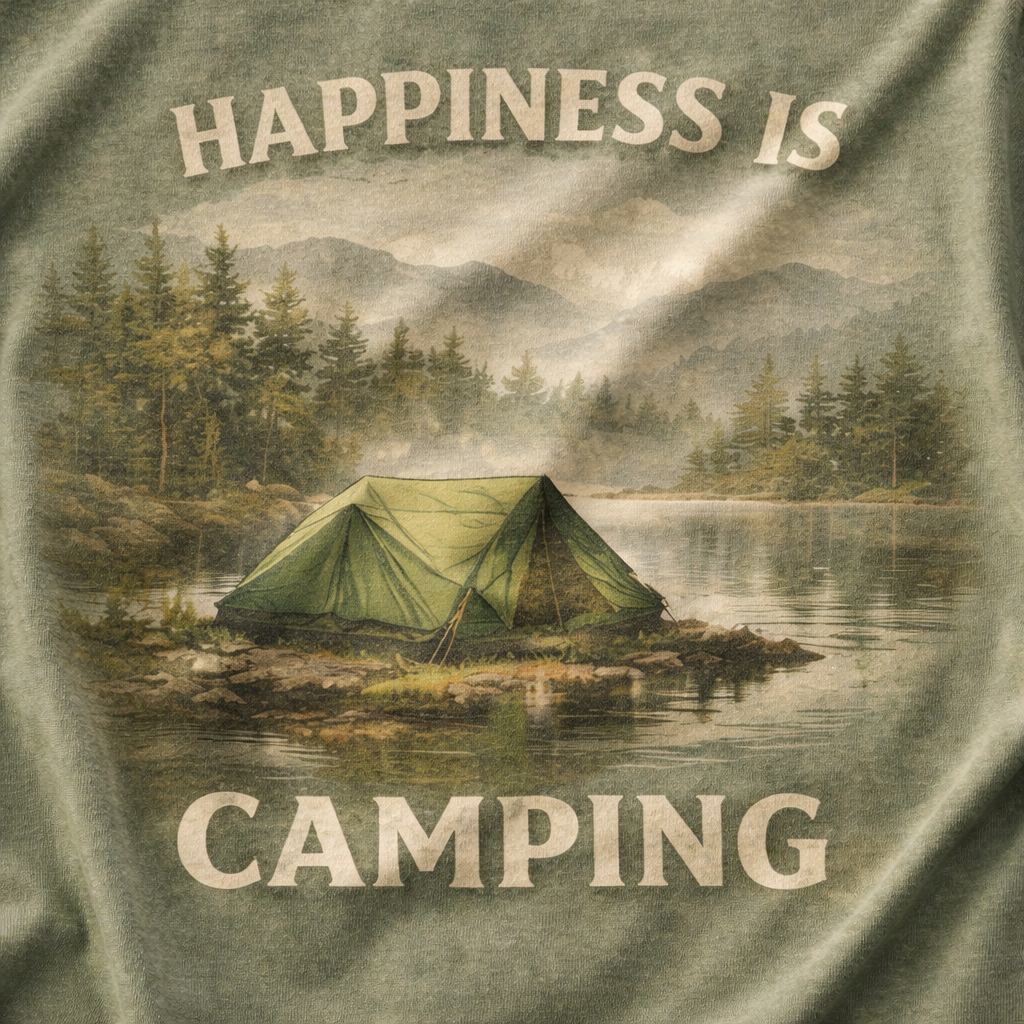 Happiness Is Camping – Lakeside Camping T-Shirt
