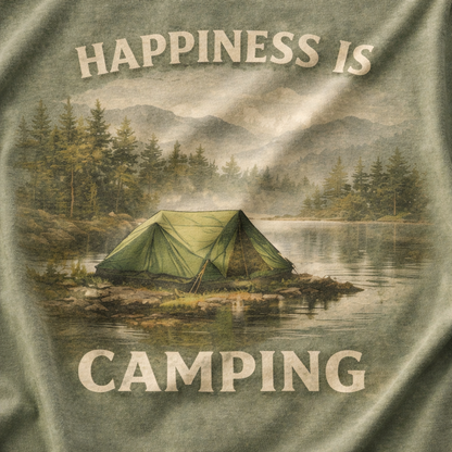 Happiness Is Camping – Lakeside Camping T-Shirt