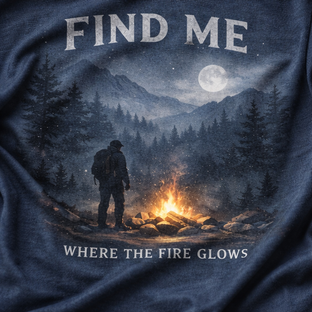 Find Me Where The Fire Glows – Camping Night T-Shirt