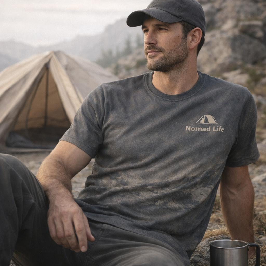 Home Is Where You Pitch It – Camping Adventure T-Shirt