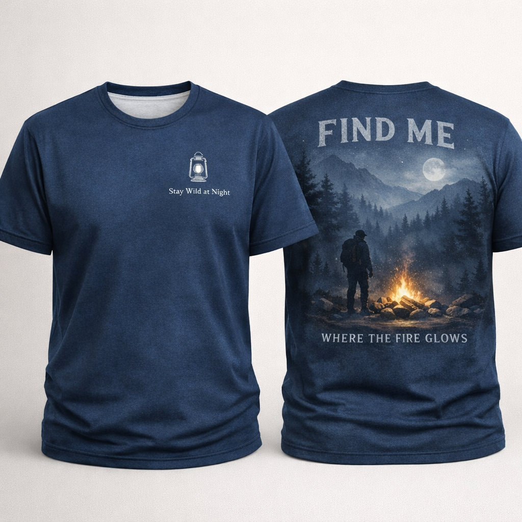 Find Me Where The Fire Glows – Camping Night T-Shirt
