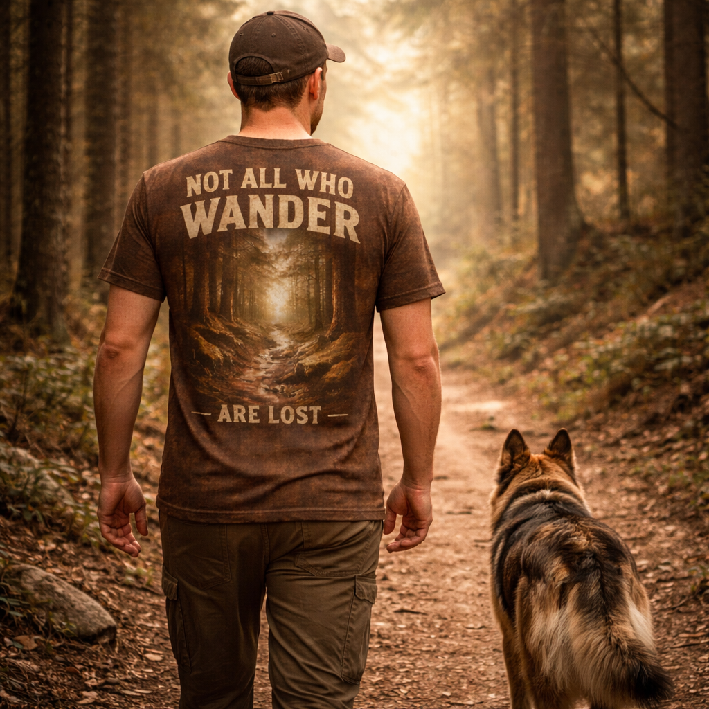 Not All Who Wander Are Lost – Forest Hiking T-Shirt