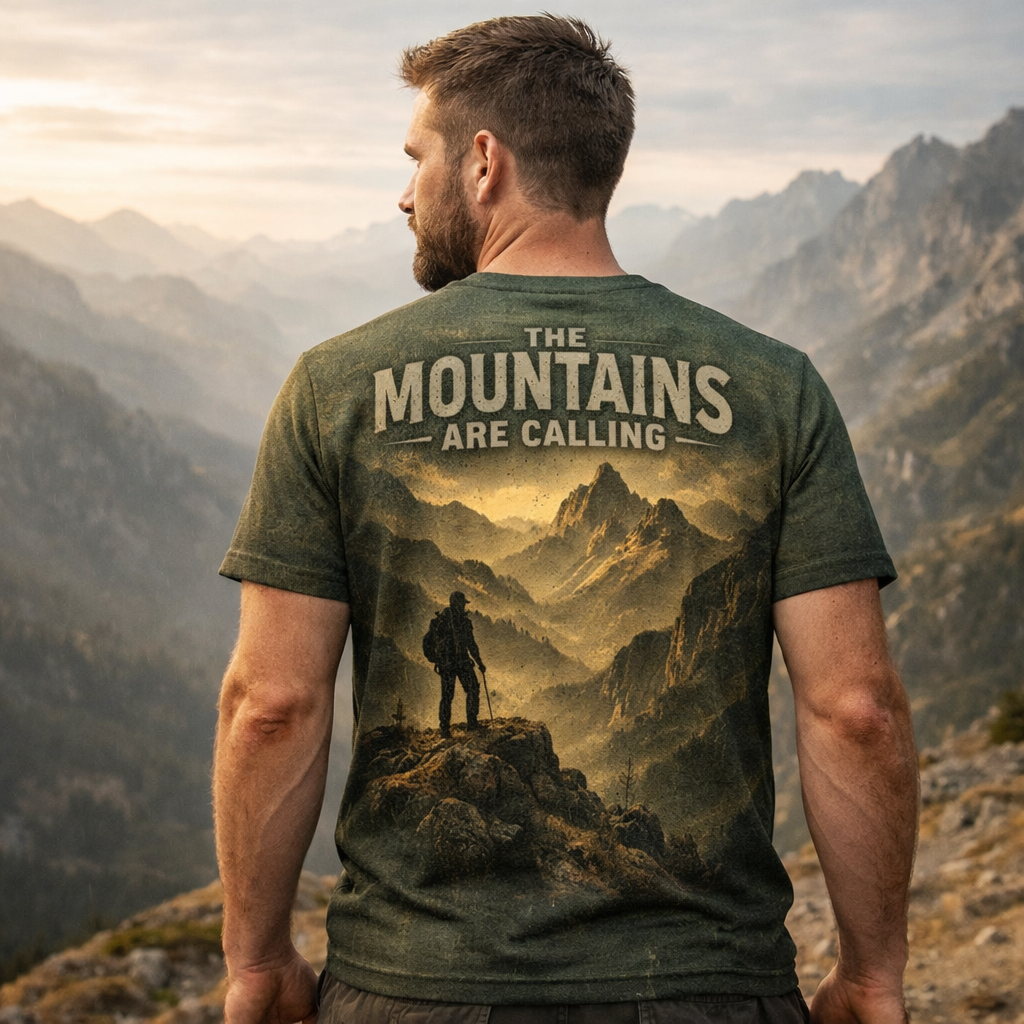 The Mountains Are Calling – Vintage Hiking Adventure T-Shirt