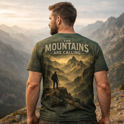 The Mountains Are Calling – Vintage Hiking Adventure T-Shirt