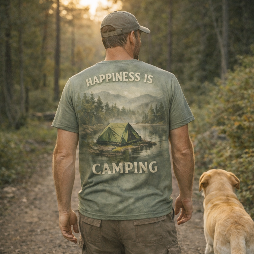 Happiness Is Camping – Lakeside Camping T-Shirt