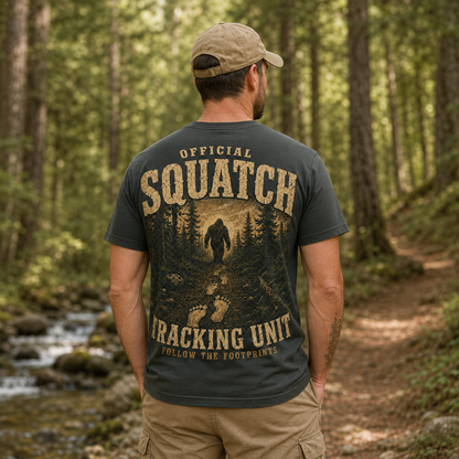 Official Squatch Tracking Unit Follow The Footprints T-Shirt