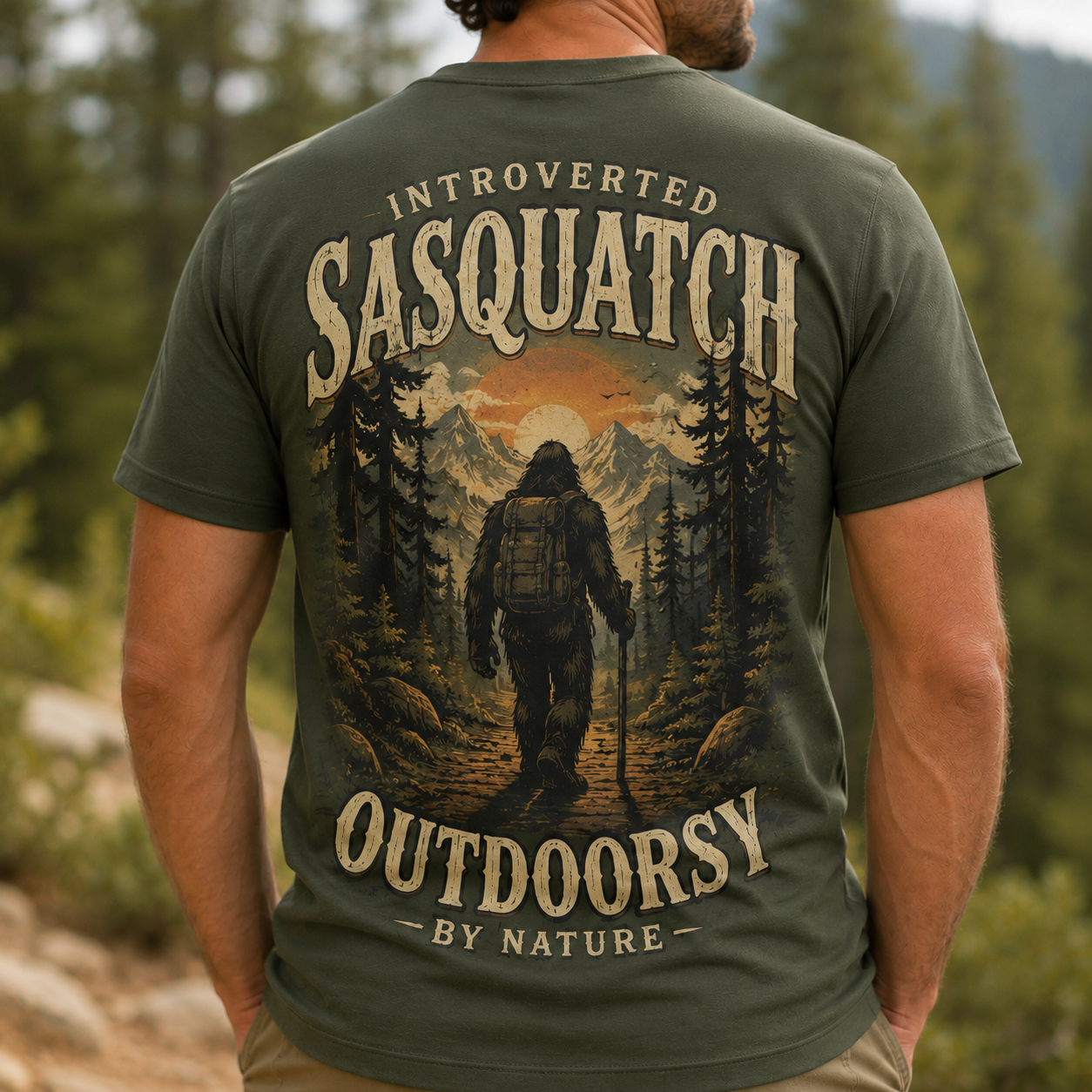 Introverted Sasquatch Outdoorsy By Nature T-Shirt