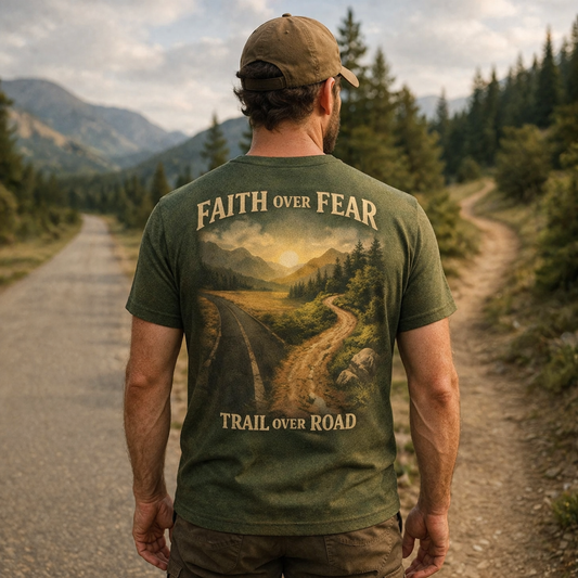 Faith Over Fear – Trail Over Road Hiking T-Shirt