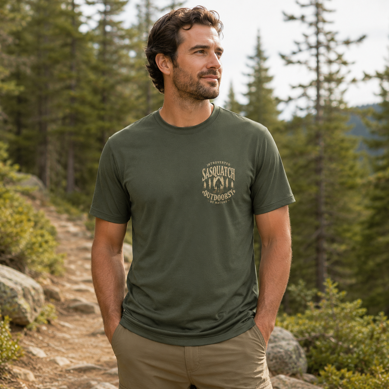 Introverted Sasquatch Outdoorsy By Nature T-Shirt