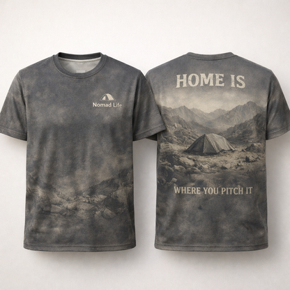 Home Is Where You Pitch It – Camping Adventure T-Shirt